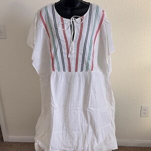 NWT Knox Rose White Boho Embroidered Dress 2X